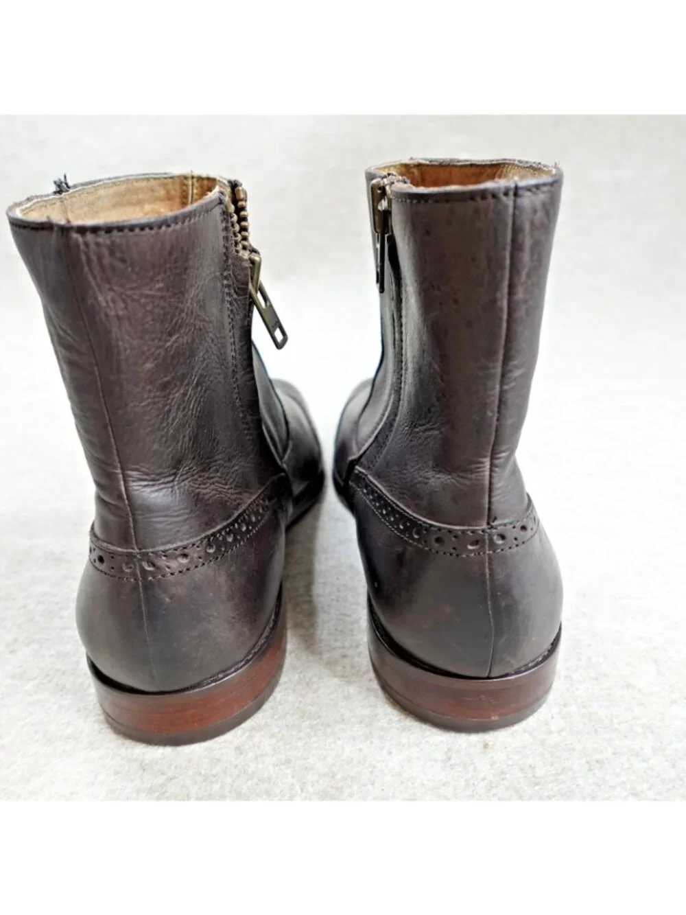 Polo Ralph Lauren Mens Boots 11 Brown Demonte Ankle Side Zip Cap Toe Chelsea